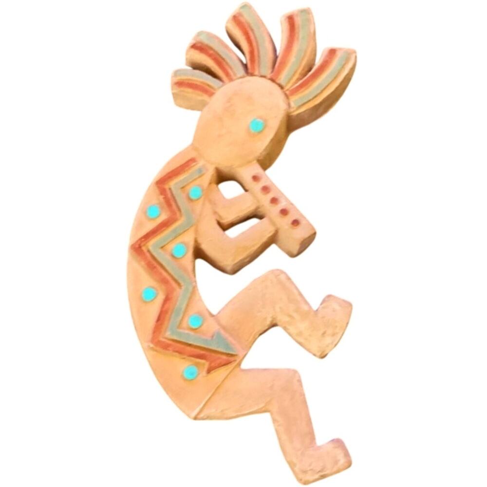 Vintage Chris Crooks 1995 Terracotta Kokopelli Wall Art Plaque 6" Garden Decor
